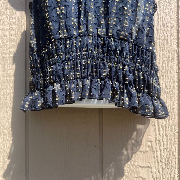 NWT Womens H&M Spaghetti Strap Top Crop Blouse Navy Blue Size 10 EU 40 - Picture 2 of 11